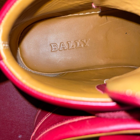 Bally Herndon /135 white striped high top sneakers in crimson red - Picture 4 of 10